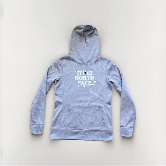 The North Face Sweaters - The North Face Hoodie Pullover Logo Light Gray Pockets Sweater Women's Size M